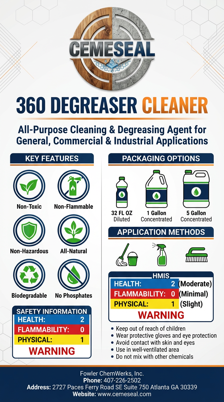 360 Degreaser Cleaner — eco-friendly, biodegradable surface cleaner brochure